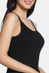 Zivame Knit Poly Thermal Spaghetti Top - Black Beauty — thumbnail 5